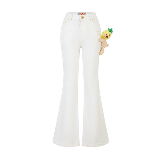 13DE MARZO Bear Slim-Fit Jeans White - 13DE MARZO