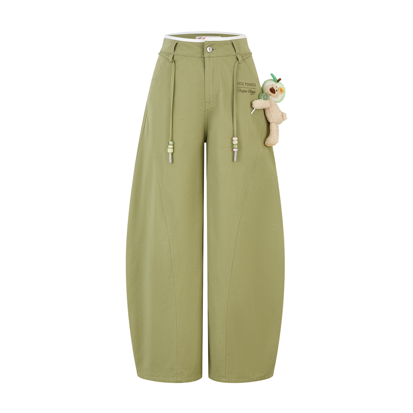 13DE MARZO Curved-Hem Cargo Pants Green - 13DE MARZO
