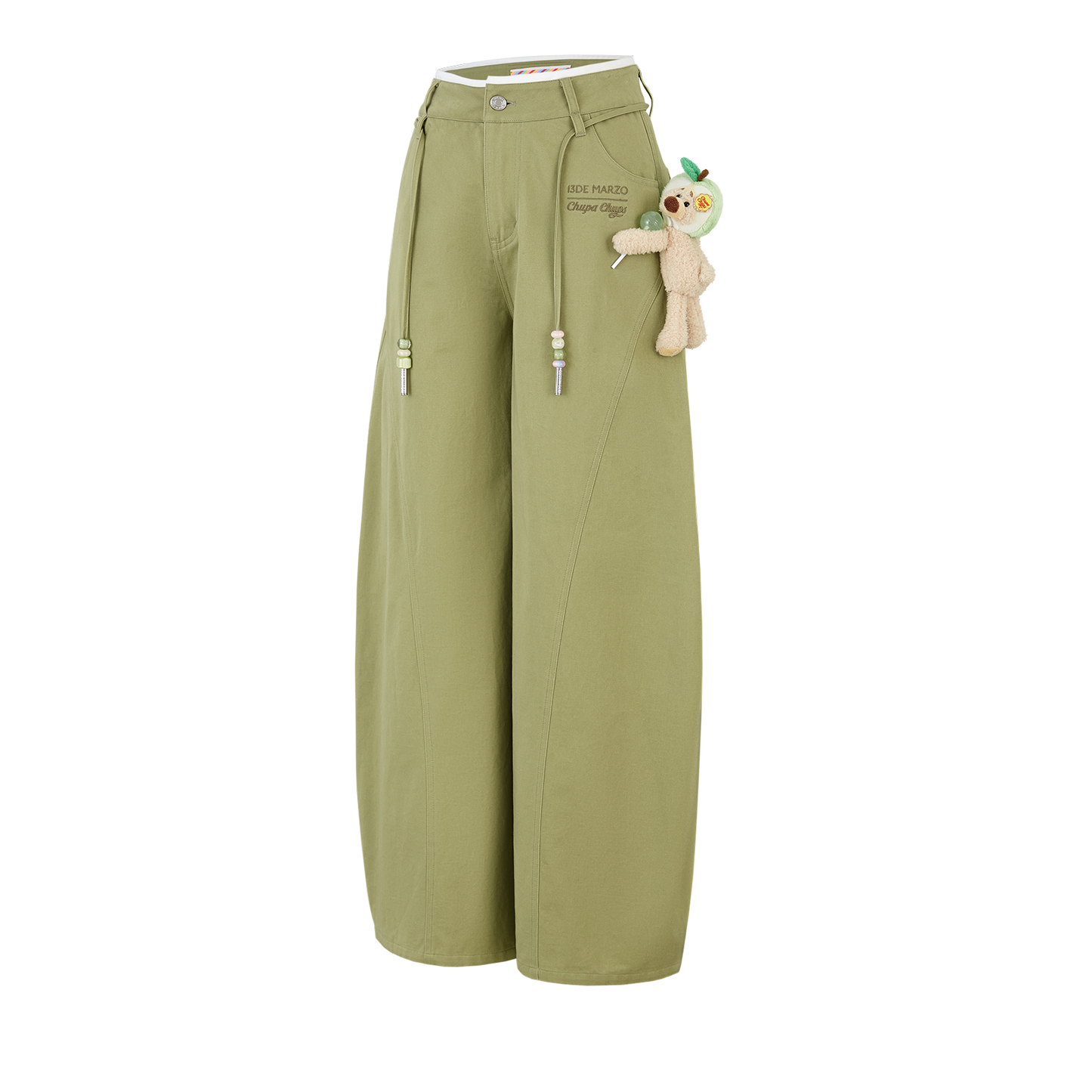 13DE MARZO Curved-Hem Cargo Pants Green - 13DE MARZO