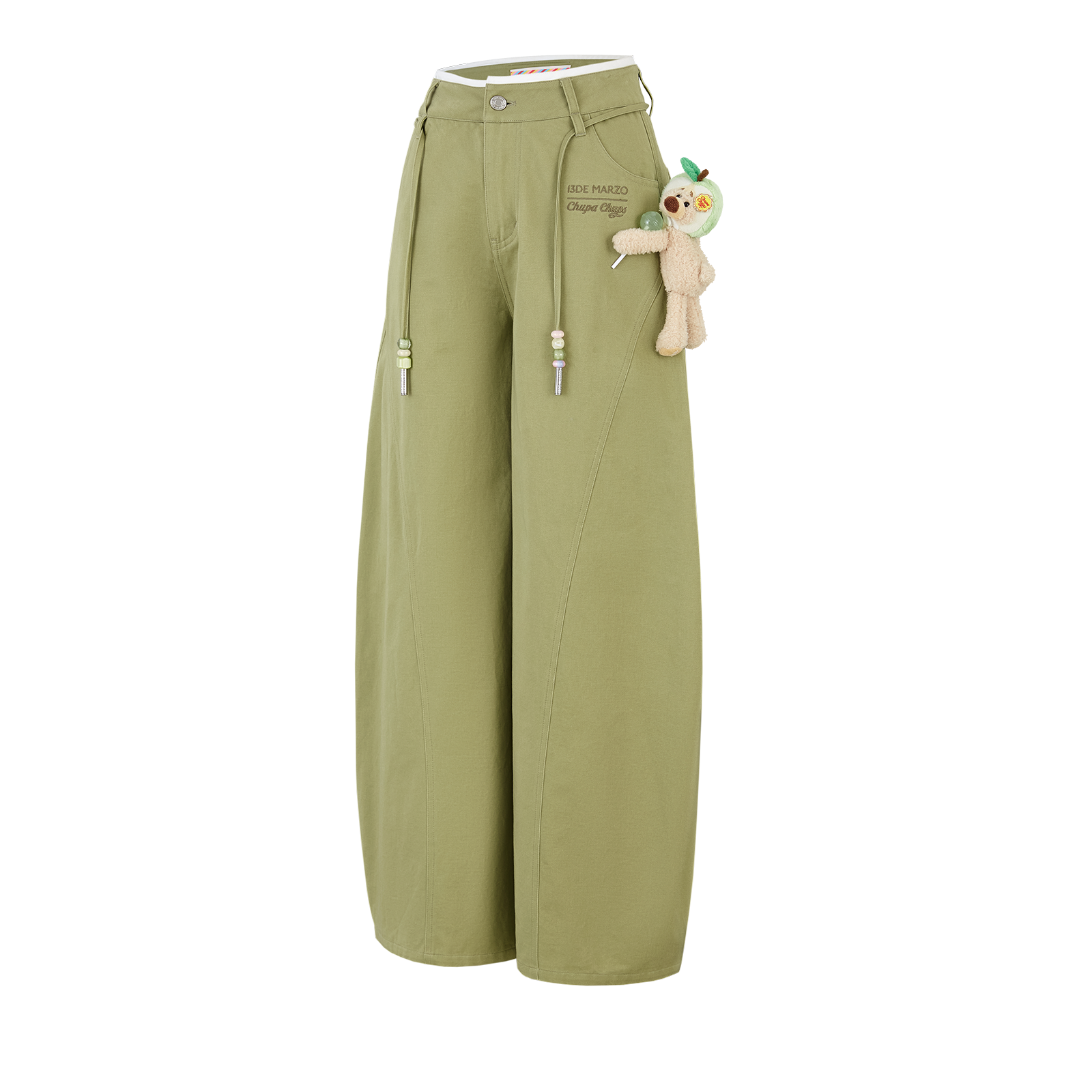 13DE MARZO Curved-Hem Cargo Pants Green - 13DE MARZO