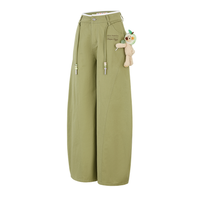 13DE MARZO Curved-Hem Cargo Pants Green - 13DE MARZO