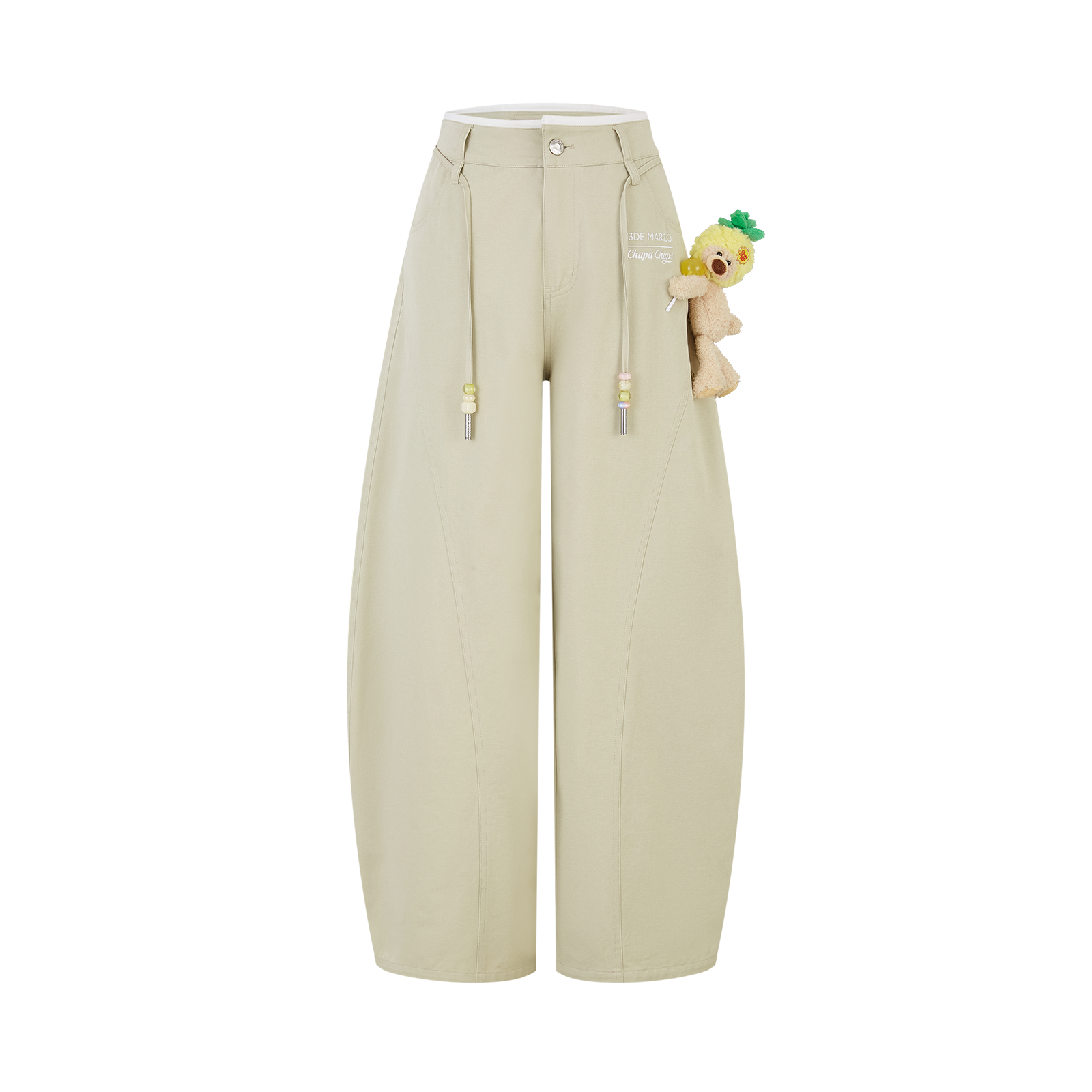 13DE MARZO Curved-Hem Cargo Pants Khaki - 13DE MARZO