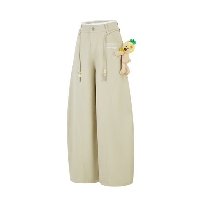 13DE MARZO Curved-Hem Cargo Pants Khaki - 13DE MARZO