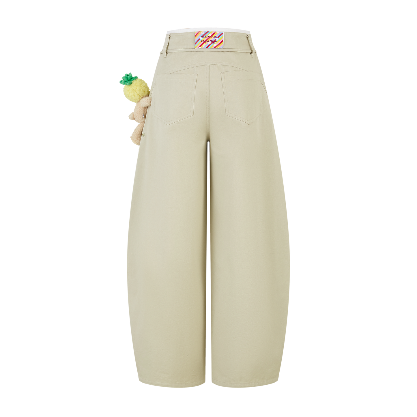13DE MARZO Curved-Hem Cargo Pants Khaki - 13DE MARZO