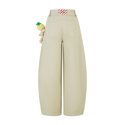 13DE MARZO Curved-Hem Cargo Pants Khaki - 13DE MARZO