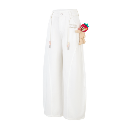13DE MARZO Curved-Hem Cargo Pants White - 13DE MARZO