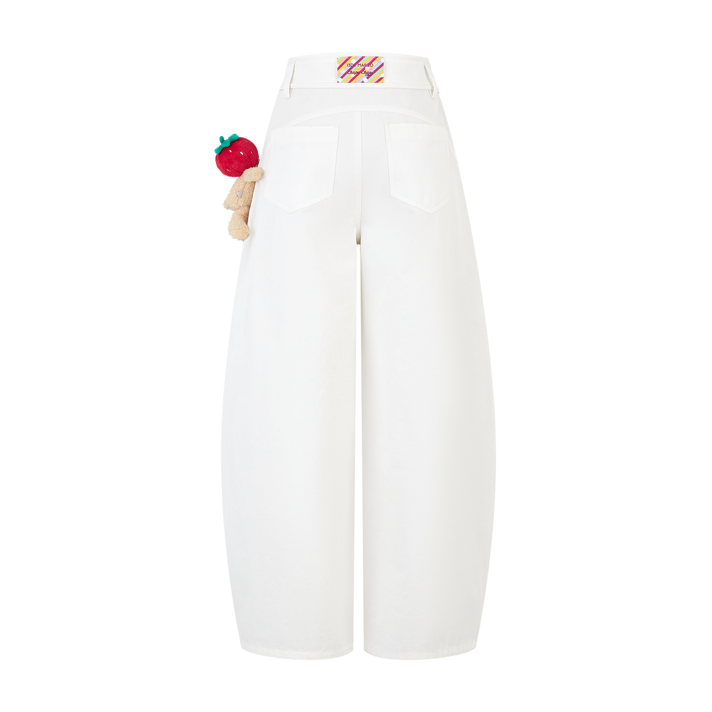 13DE MARZO Curved-Hem Cargo Pants White - 13DE MARZO