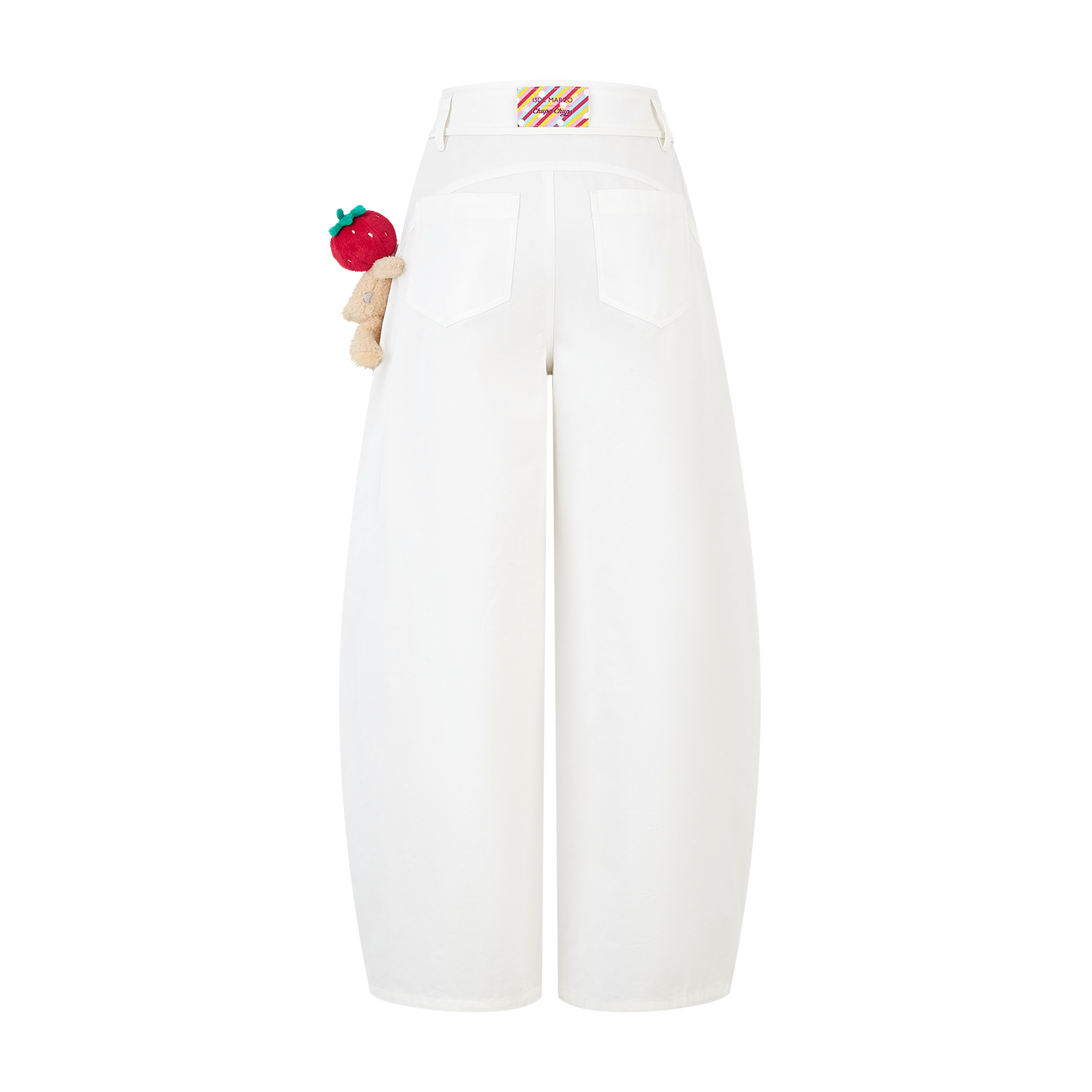 13DE MARZO Curved-Hem Cargo Pants White - 13DE MARZO