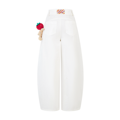 13DE MARZO Curved-Hem Cargo Pants White - 13DE MARZO