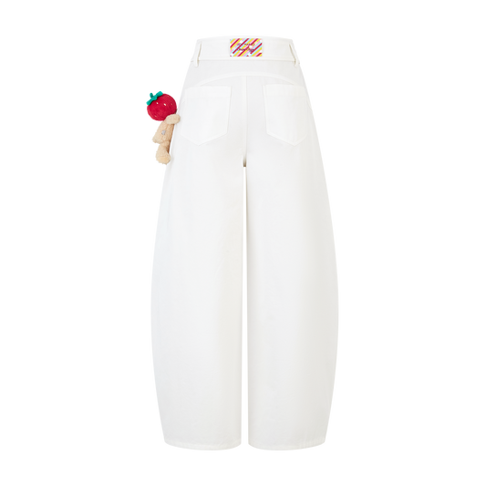 13DE MARZO Curved-Hem Cargo Pants White - 13DE MARZO