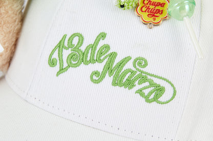 13DE MARZO Lollipop Bear Baseball Cap White - 13DE MARZO