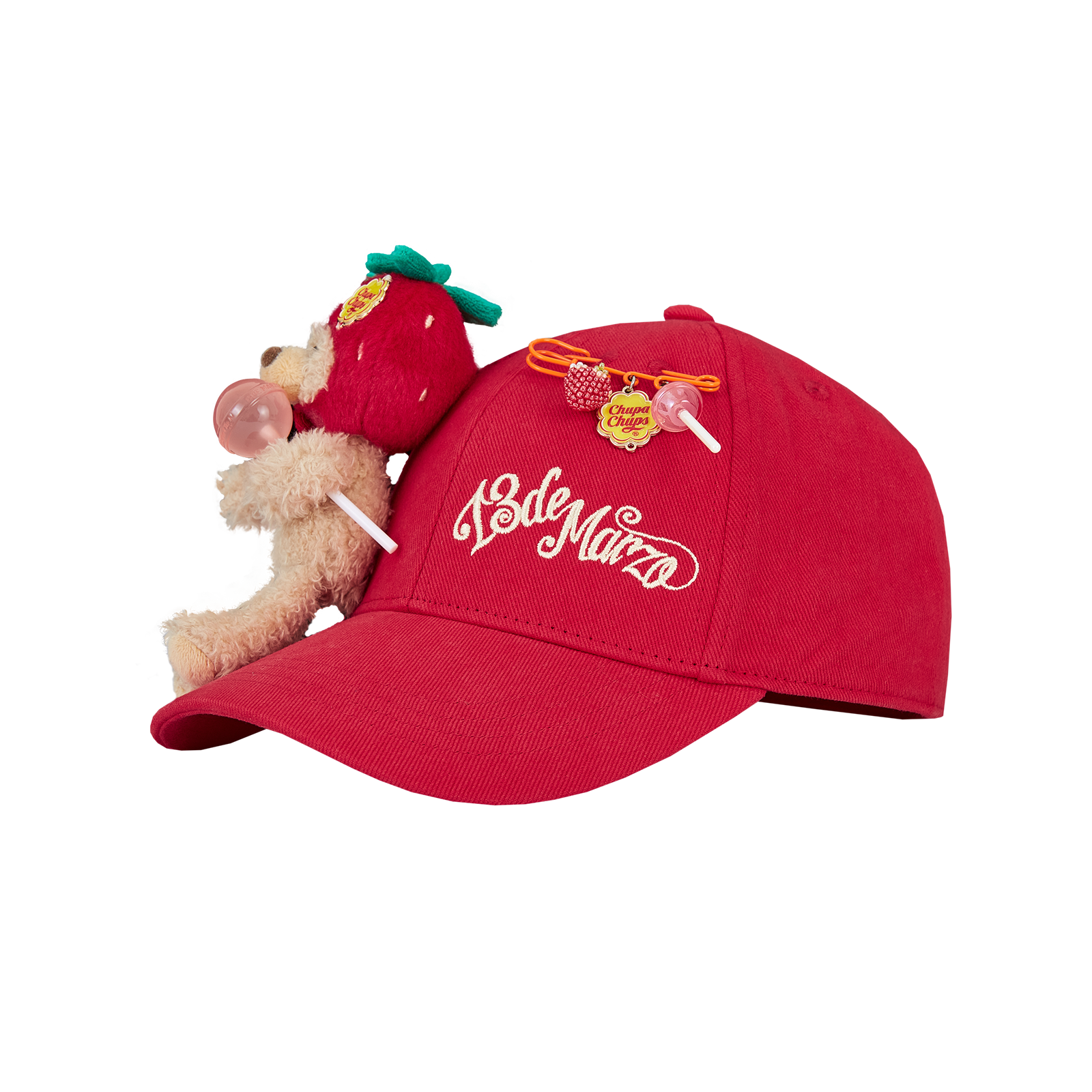 13DE MARZO Lollipop Bear Baseball Cap Red - 13DE MARZO