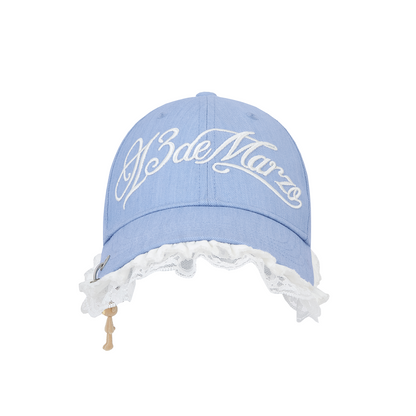 13DE MARZO Lace-Brim Baseball Cap Blue