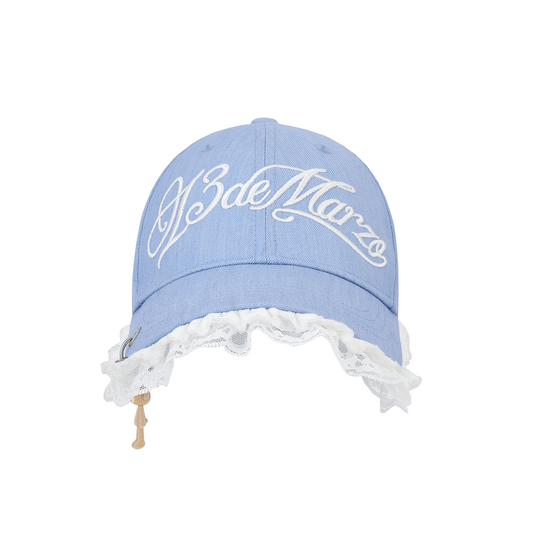 13DE MARZO Lace-Brim Baseball Cap Blue