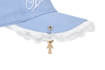 13DE MARZO Lace-Brim Baseball Cap Blue