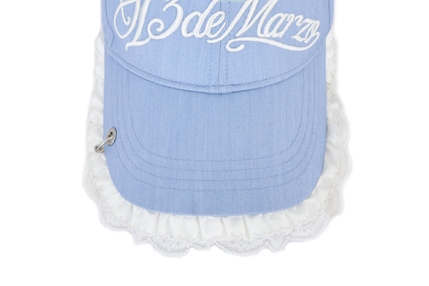 13DE MARZO Lace-Brim Baseball Cap Blue
