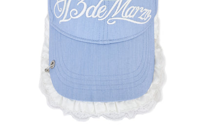 13DE MARZO Lace-Brim Baseball Cap Blue