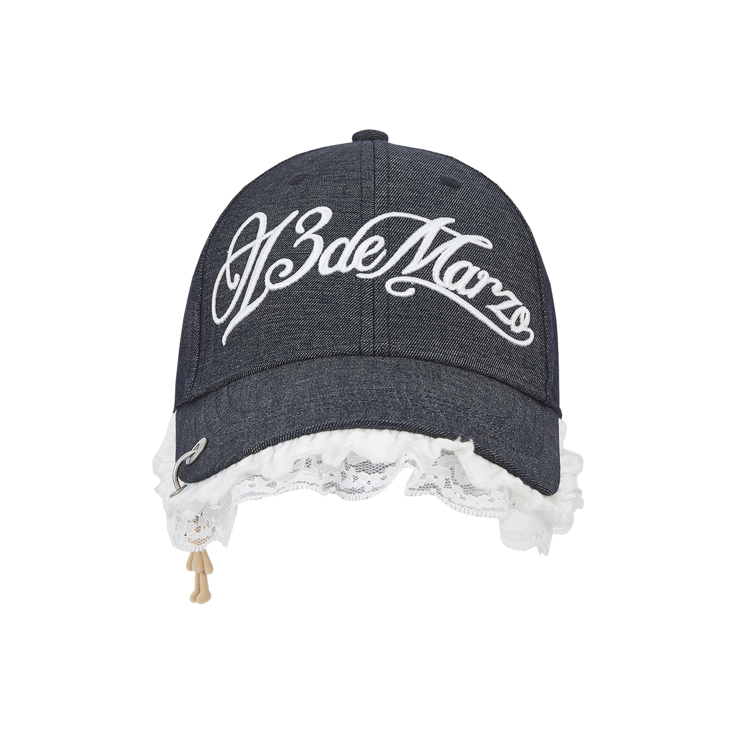 13DE MARZO Lace-Brim Baseball Cap Black