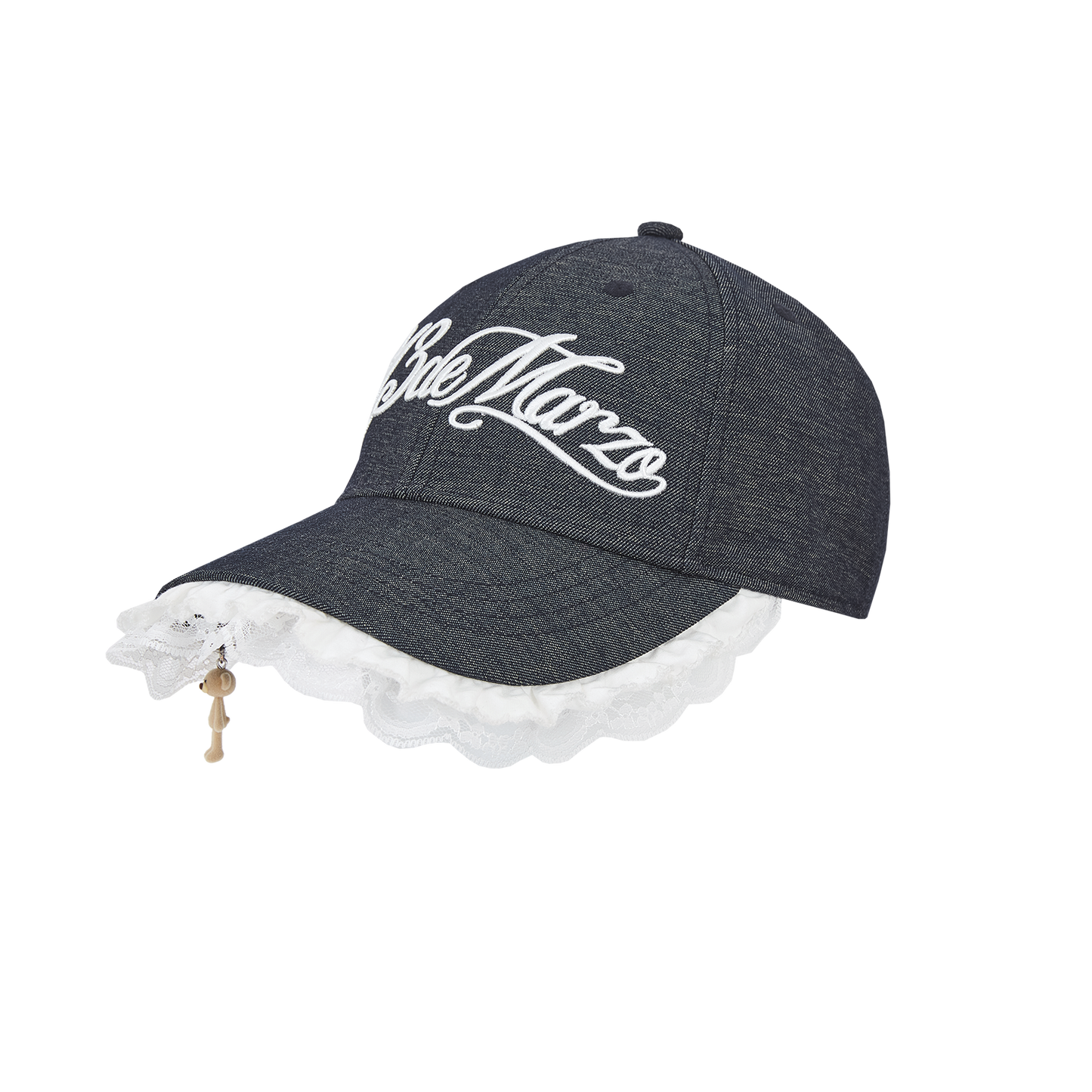 13DE MARZO Lace-Brim Baseball Cap Black
