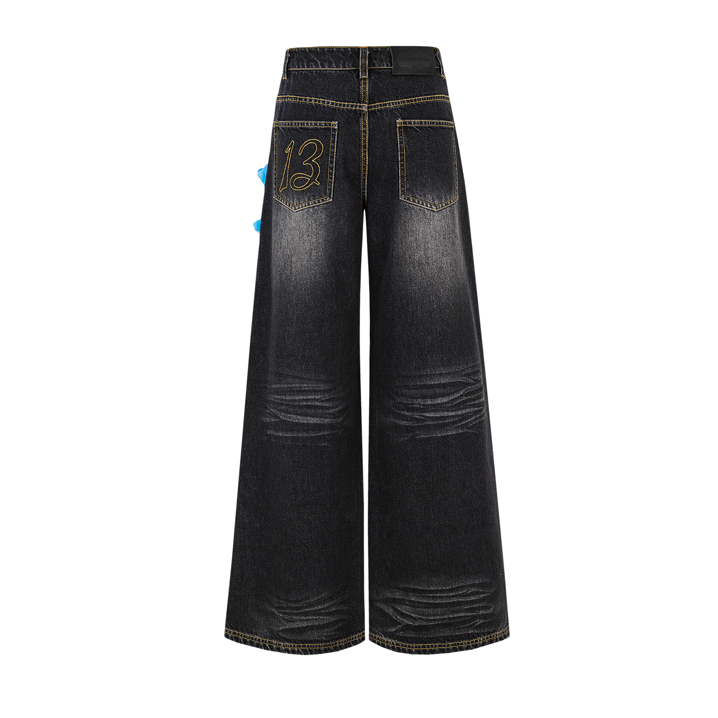 13DE MARZO Colorful All-Over Bear Print Jeans Black - 13DE MARZO