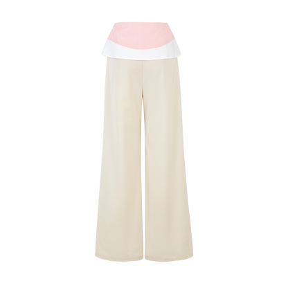 13DE MARZO Double-Layer Shirt Hem Trousers Beige - 13DE MARZO