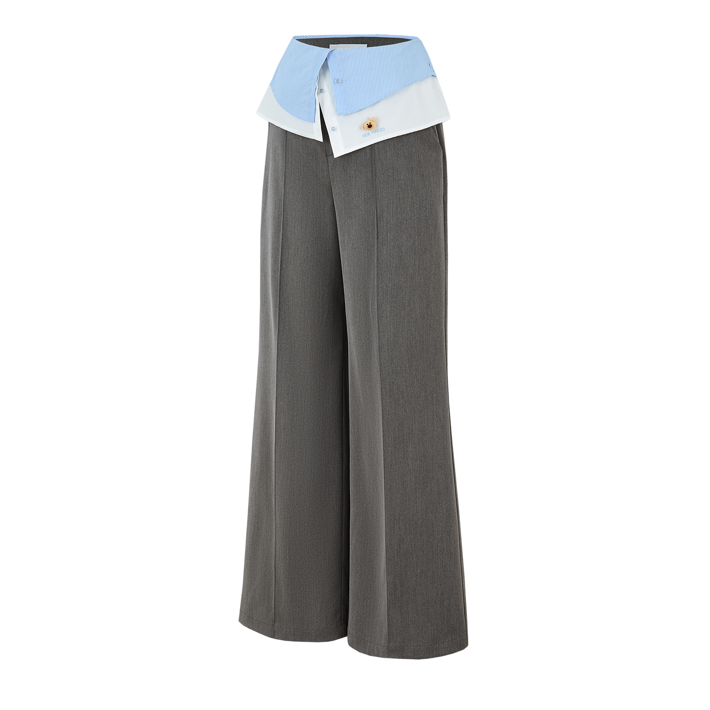 13DE MARZO Double-Layer Shirt Hem Trousers Grey - 13DE MARZO