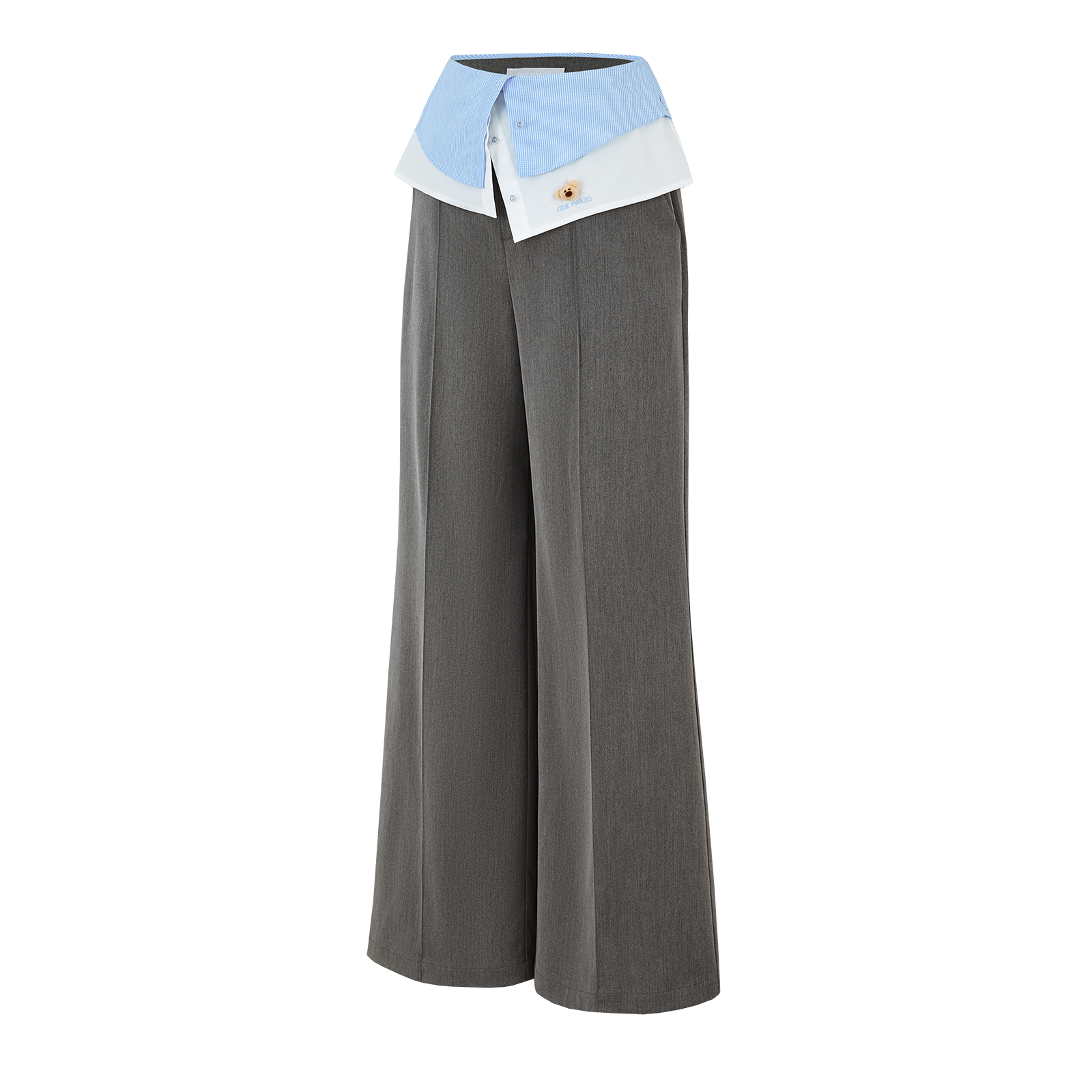 13DE MARZO Double-Layer Shirt Hem Trousers Grey - 13DE MARZO