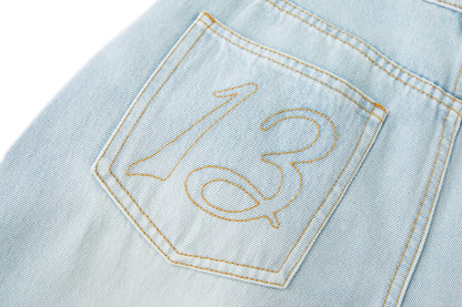 13DE MARZO Colorful All-Over Bear Print Jeans Blue - 13DE MARZO