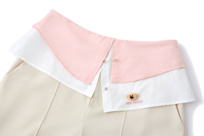 13DE MARZO Double-Layer Shirt Hem Trousers Beige - 13DE MARZO