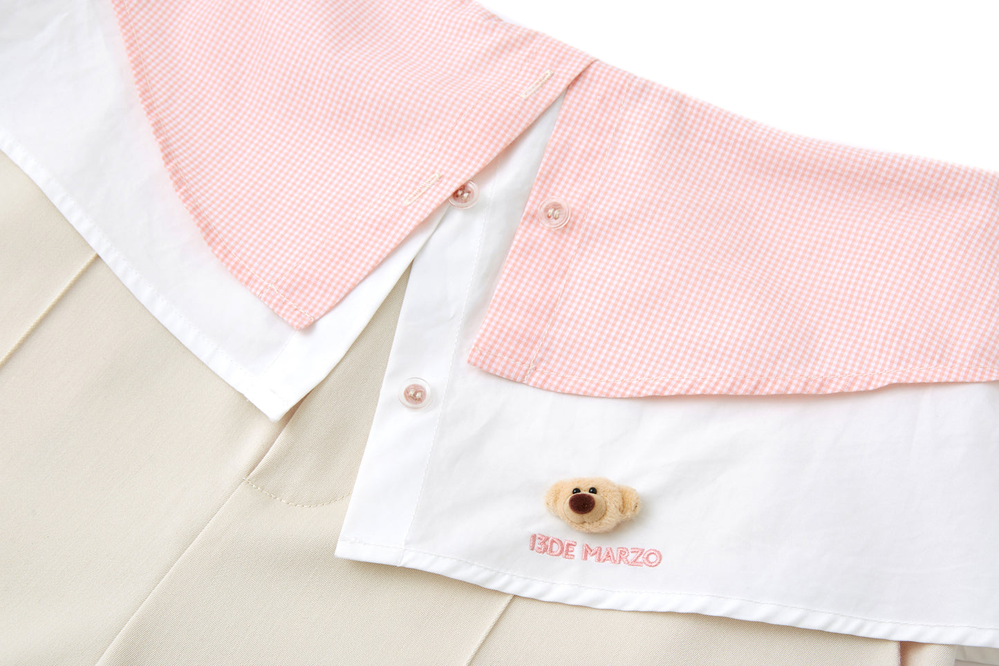 13DE MARZO Double-Layer Shirt Hem Trousers Beige - 13DE MARZO