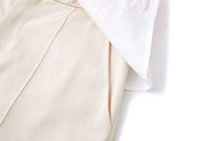 13DE MARZO Double-Layer Shirt Hem Trousers Beige - 13DE MARZO