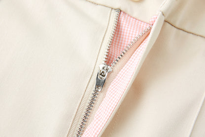 13DE MARZO Double-Layer Shirt Hem Trousers Beige - 13DE MARZO