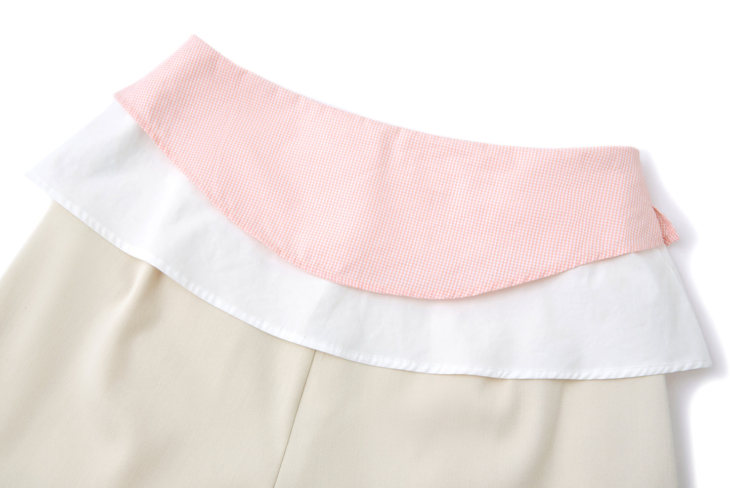 13DE MARZO Double-Layer Shirt Hem Trousers Beige - 13DE MARZO