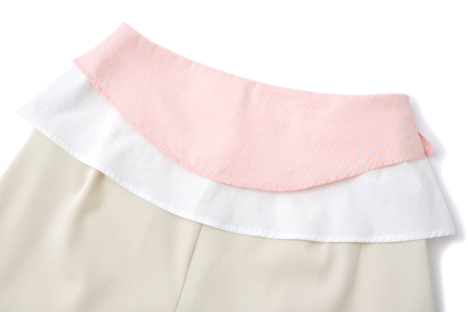 13DE MARZO Double-Layer Shirt Hem Trousers Beige - 13DE MARZO