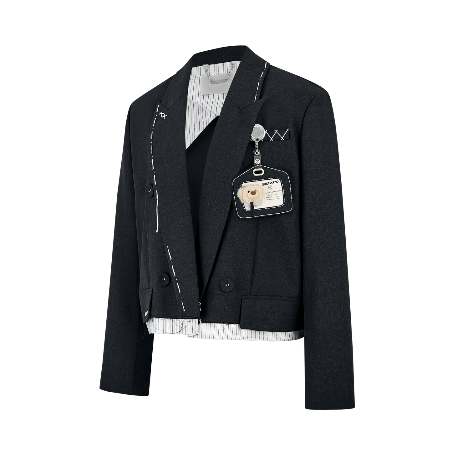 13DE MARZO Jump Wire & Badge Crop Blazer