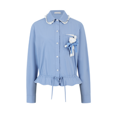 13DE MARZO Smocked Ruffle Trim Blouse