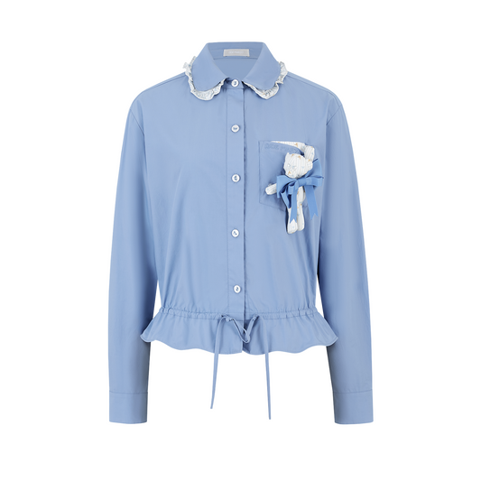 13DE MARZO Smocked Ruffle Trim Blouse