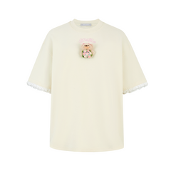 13DE MARZO Bouquet Bear Print T-shirt Yellow