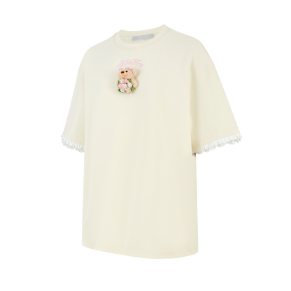 13DE MARZO Bouquet Bear Print T-shirt Yellow