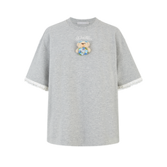 13DE MARZO Bouquet Bear Print T-shirt Grey