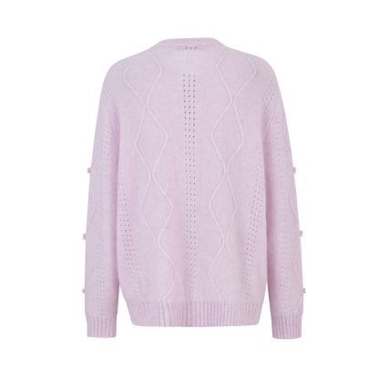 13DE MARZO Semi-Sheer Floral Cardigan Purple