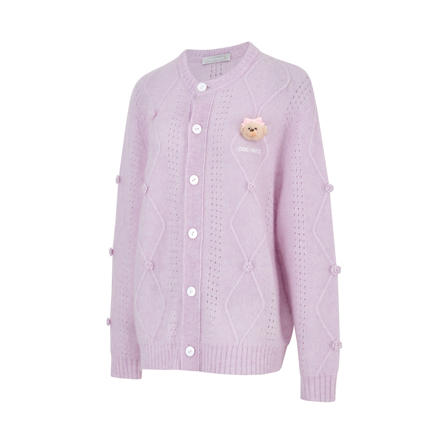 13DE MARZO Semi-Sheer Floral Cardigan Purple