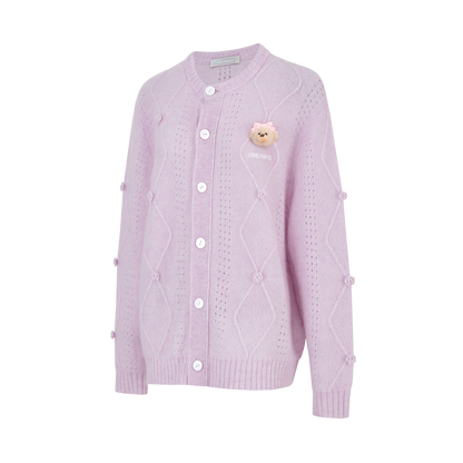 13DE MARZO Semi-Sheer Floral Cardigan Purple