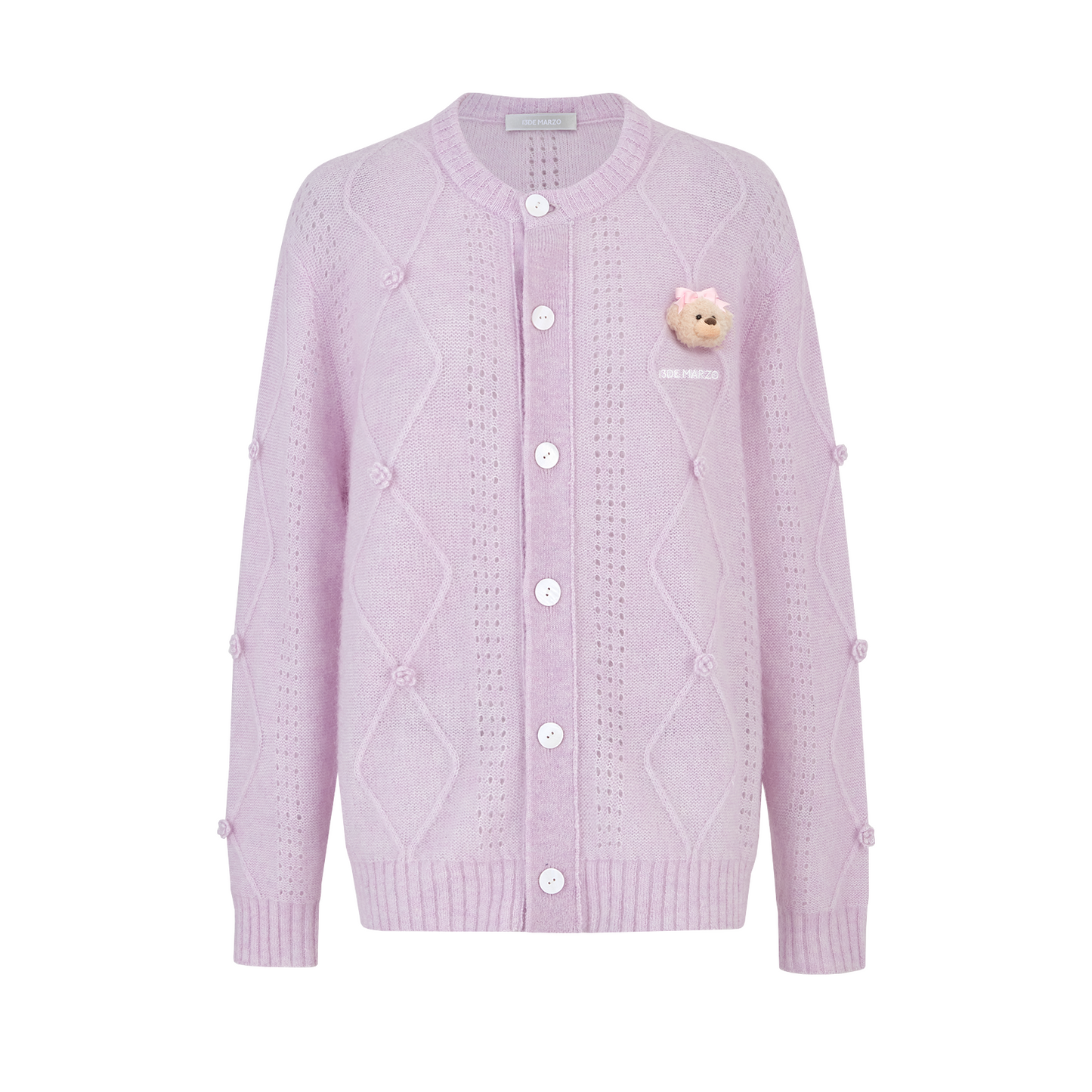 13DE MARZO Semi-Sheer Floral Cardigan Purple