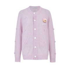 13DE MARZO Semi-Sheer Floral Cardigan Purple