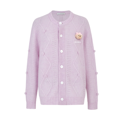 13DE MARZO Semi-Sheer Floral Cardigan Purple