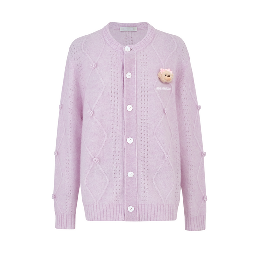 13DE MARZO Semi-Sheer Floral Cardigan Purple