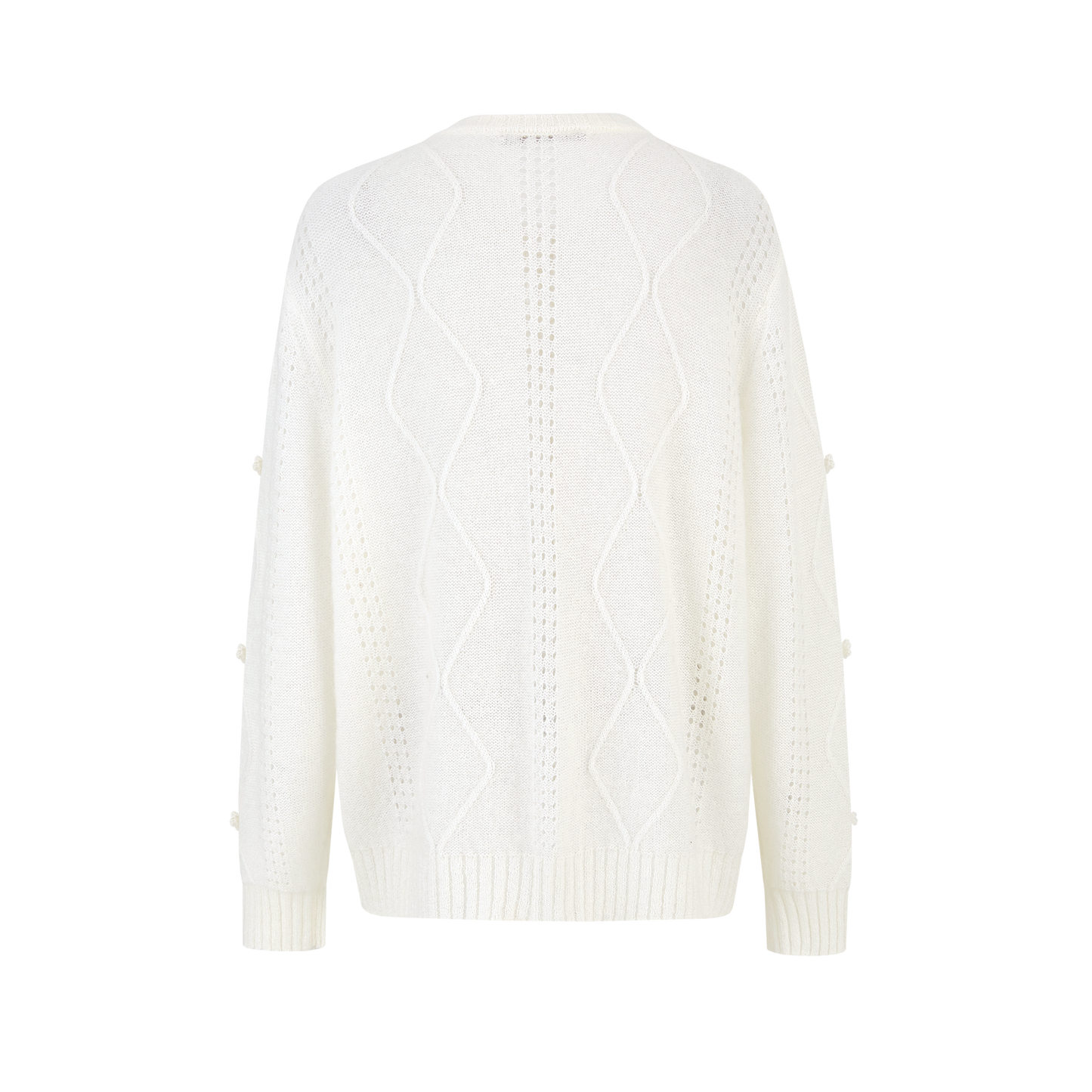 13DE MARZO Semi-Sheer Floral Cardigan White