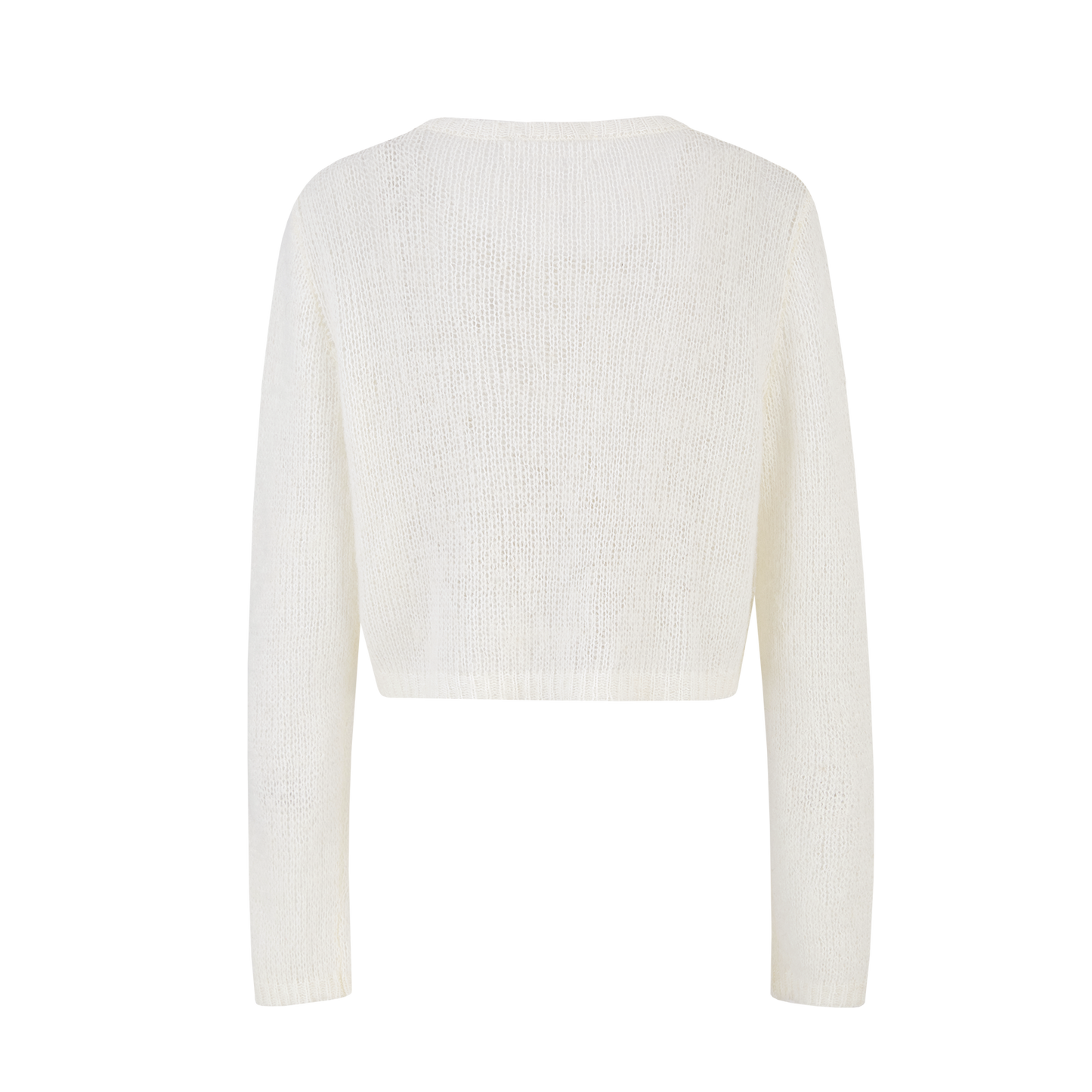 13DE MARZO Floral Bear Print Lazy Style Knitted Cardigan White