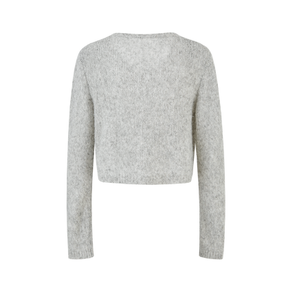 13DE MARZO Floral Bear Print Lazy Style Knitted Cardigan Grey